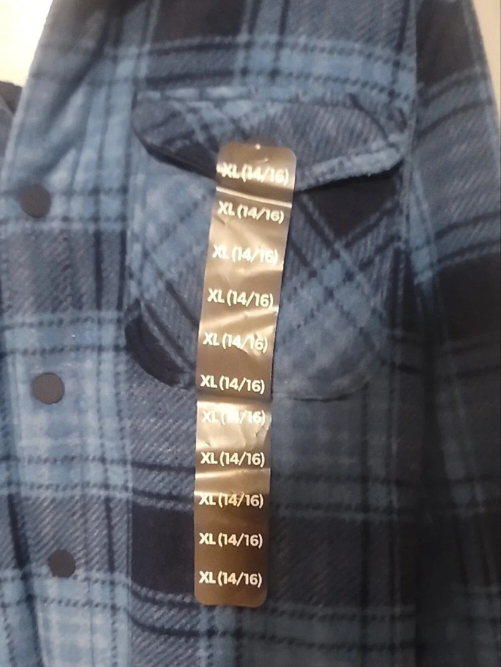 Girls/Boys Blue Plaid Sherpa Lined Shacket Youth Xl